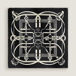 Grand Manege fringed scarf 80 - Brown | Hermès USA